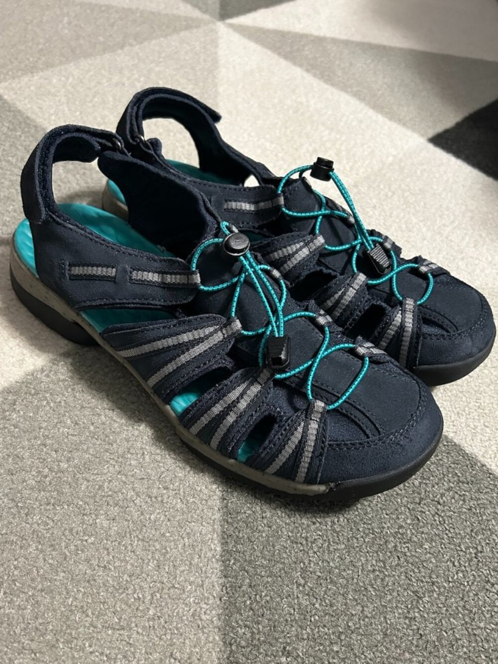 Clarks‎ Tuvia Madee Fisherman Navy/Teal Adjustable Sandals Women's Size 10